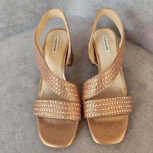 Alex Marie Dress Sandals 6.5 Rose Gold Rhinestones Brinda Strappy Wrap New $80